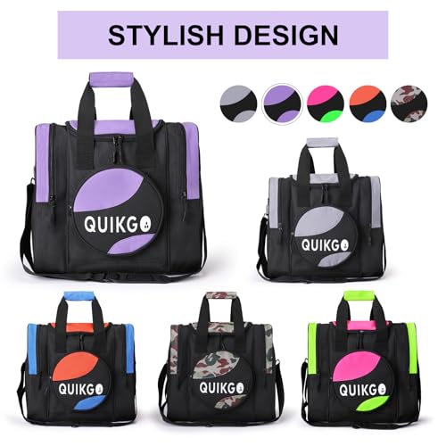 QUIKGO Bowling Bag for Single, Tote Bowling Bag with Padded Holder, Fits Shoes Up to Mens Size 14, Built-in Accessories Mesh Pocket by QUIKGO - Image 6