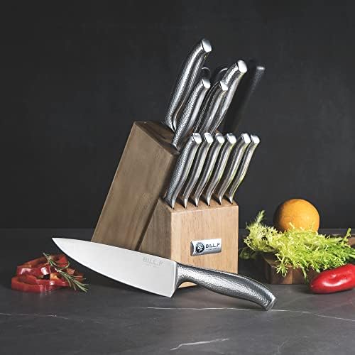 Knife Block with Kitchen Knives Set 14 Pieces Ultra Sharp Stainless Steel Knife for Kitchen Home Essentials Chef Knife Set and Steak Knives Set of 6 with Wood Block
