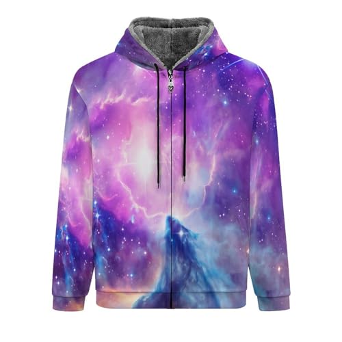 Sweats à capuche pour hommes vestes polaires zippées design galaxie univers