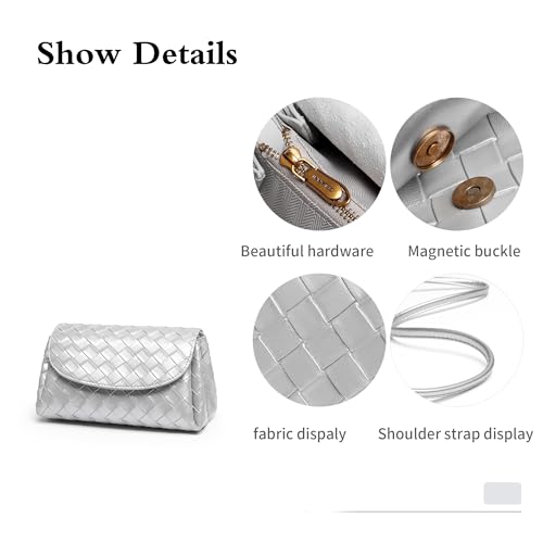 Image of Woven Clutch Purse for Women 2025 Trendy PU Leather Braided Cute Hobo Lightweight Mini Shoulder Crossbody Puse