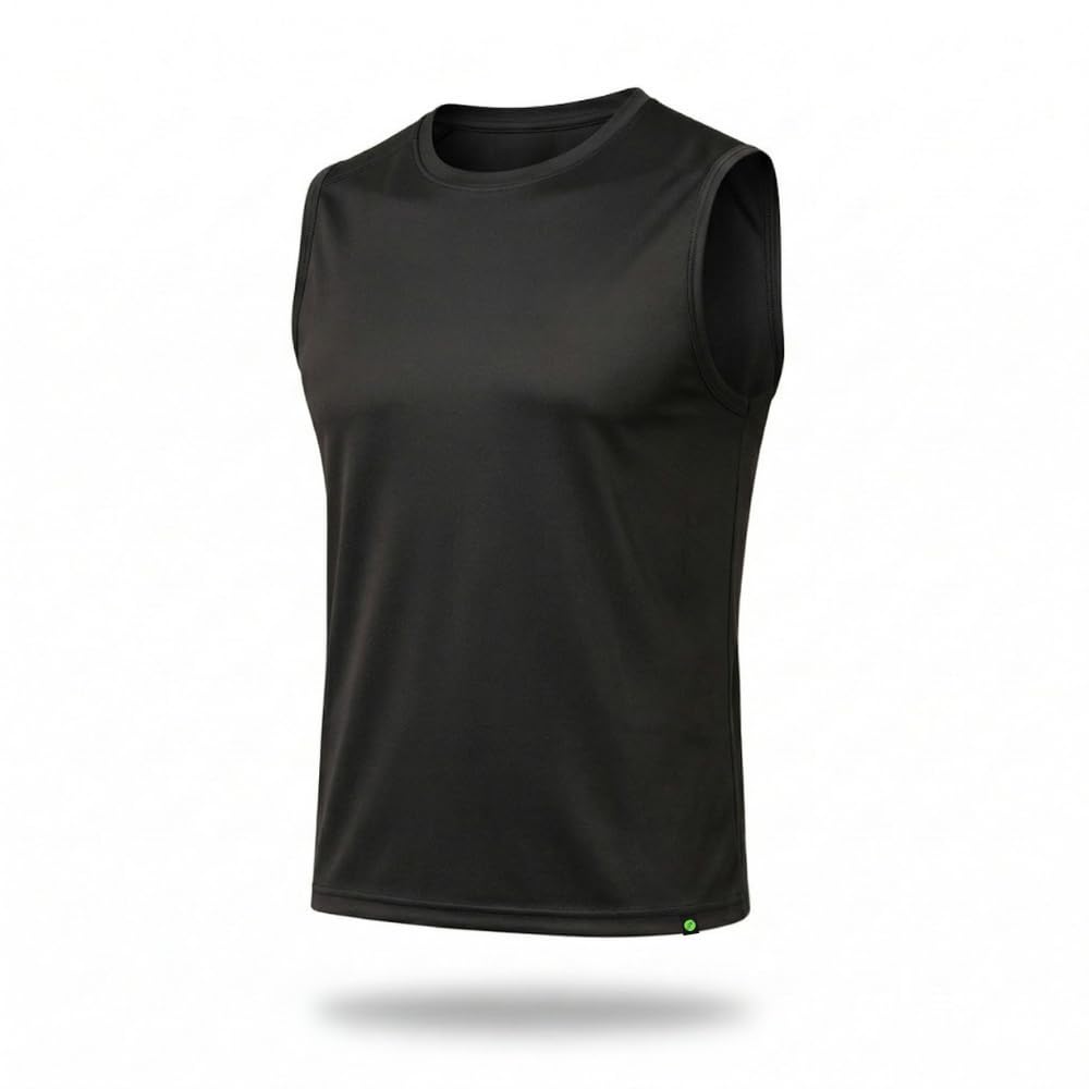 Round Neck Moisture Wicking Gym Workout Sleeveless Slim Fit Vest for Men | Quick Dry Technology | Light Weight & Breathable Fabric | Ideal for Training, Running Activity-image-14