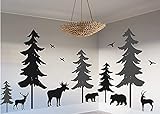 Woodland Vinyl Wall Decal Woodland Nursery Decal Pine Tree Decal Nature Forest Set of 5 Trees with...