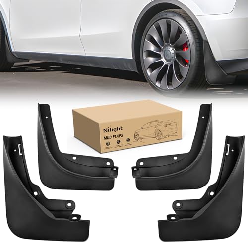 Nilight Mud Flaps for Tesla Model Y 2020 2021 2022 2023 2024 2025 No Drilling Precision Fit Exterior Accessories Heavy-Duty Splash Guards Protection Front & Rear Set