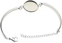 SHUNAE 10pcs Stainless Steel 20mm Round Cabochon Bangle Settings - DIY Bracelet Blanks with Adjustable Chains