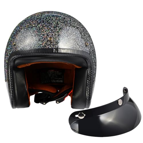 Image of Harssidanzar Open Face Motorcycle Helmet DOT Approved Vintage Helmet CU601