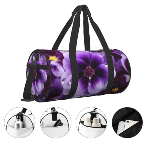 Travel Duffle Bag Weekender Bags for Men Women with Shoe Compartment Large Capacity Weekender Overnight Bag Purple Flower Carry On Tote Bags Sport Gym Bag for Travel Yoga, Black, One Size3