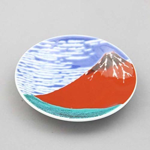 Kutani Pottery Japanese Kutani Yaki Ceramic Dish 9.5cm (Mame Sara) Made in Japan (Red Mt. Fuji) - Image 3