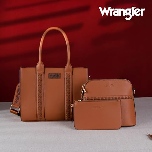 Image of Wrangler 3PCS Purses for Women Tote Bag Crossbody Handbag and Wallet Set with Guitar Strap
