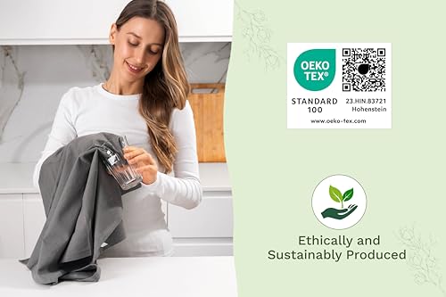 Image of Gray Flour Sack Tea Towels - 100% Cotton, 5 Pack, 27 inchx27 inch Extra Large, Highly Absorbent Gray Dish Drying Towels - Lint-Free Baking Towels, Customizable and Versatile Kitchen Towels (5 Pack)