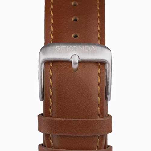 Sekonda Altitude Men’s 43mm Quartz Watch in Black with Analogue Display, and Brown Leather Strap 30033 - Image 5