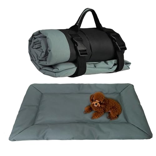 JIAMIAN Cama Perro Colchoneta Plegable para Perros, Cojín portátil para Perros, Lavable Impermeable Cama para Perros Grande, Cama Perro ortopedica (Gris)