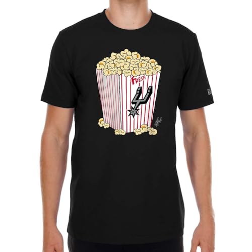 T-shirt New Era NBA Popcorn San Antonio Spurs noir anti-déformation en pur coton respirant