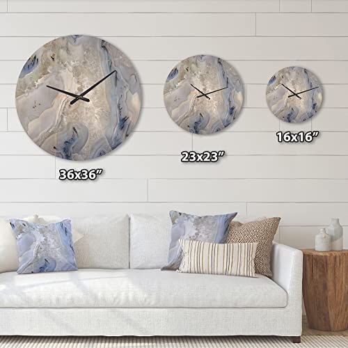 Designq 'Close Up Agate Stone ' Modern Wood Wall Clock,White,36X36,Clw14370 Large Decorative Modern Wall Clock Oversized Wood Clocks For Living Room Décor #TOP4