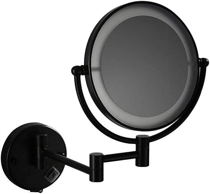 BRGINBM Espejo de tocador cosmético LED Negro Espejo de Maquillaje de 8 Pulgadas Doble 3 aumentos Espejo de Pared Baño