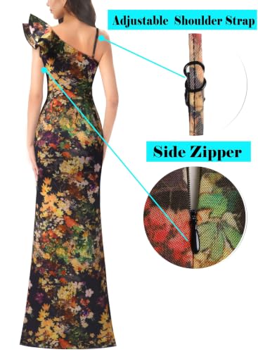 Image of VFSHOW Womens Ruffle One Shoulder Formal Prom Gala Maxi Dress Evening Gown