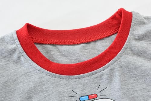 EULLA Kinder Jungen Schlafanzug Langarm Baumwolle Winter Pyjama Set Feuerwehrwagen Zweiteiliger Nachtwäsche 5 Jahre alt Größe 110 J-Grau Feuerwehrwagen Krankenwagen DE 110