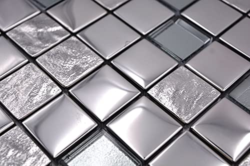 Płytki mozaikowe mozaika szklana kombi EP srebrny metal kuchnia lustro płytki MOS88-XCB5_f