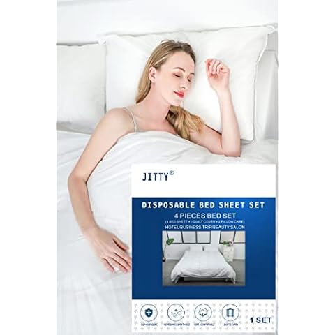 JITTY Disposable Bed Sheets Travel Bedding Cover Portable Bedspread Sheet & Pillowcase Sets for Hotel Business Trip 4-PCS Set Cover