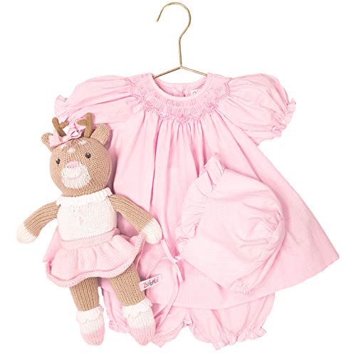 Petit Ami Baby Girls' Bishop Zig-Zag Smocked Dress, Newborn, Pink #TOP4