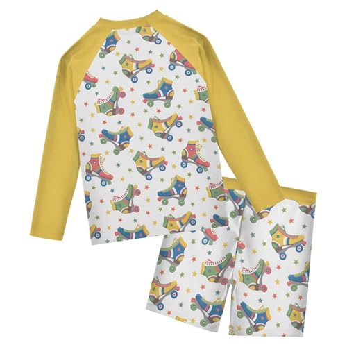 Boys Rash Guard Set Roller Skates Piece UP50+ Swim Set for Boys 3T-10T2