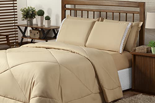 Kit Edredom Casal Queen Dupla Face Aconchego 06 Pçs - Avelã