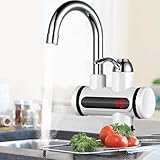 FALANZATH Elektrische Durchlauferhitzer Wasserhahn, 220V Temperaturanzeige Küchenarmatur Wasserhahn mit Durchlauferhitzer, 360° Swivel Küchenarmatur, 3-Sekunden-Aufheizung küchen wasserhahn