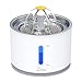 Cat Water Fountain Pet Fountain Stainless Steel, 2.4L Cat Water Dispenser with 3 Replacement Filters and Cleaning Brushes, Ultra Quiet Water Level Window with LED Light 3 Ways to Drink