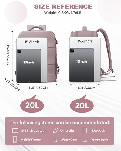 Image of coowoz Travel Backpack Carry On for Women Man Gym Backpacks with Laptop Compartment Mochila de Viaje Teacher Personal Item Backpack Rucksack Airplane Accessories Must Haves Pink Purple Small