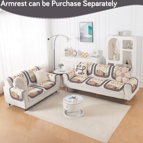 Image of HOKIPO HeavenHue Sofa Cover 5 Seater Panel Set 3+2, Floral Patchwork