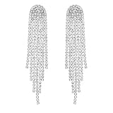 SELOVO Rhinestone Crystal Tassel Long Sparkle Dangle Earrings 2.8"/3.3" Wedding Party Dangling Earrings, Crystal