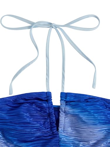 Image of SOLY HUX Women's Tie Dye Cami Dress Halter Backless Sleeveless A Line Short Summer Dresses Sundress