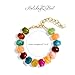 HolidayQbee Beaded Bracelets for Women Dainty Chunky Bracelet Coloful Beaded Boho Summer Bracelet Fashion Trendy Stone Beads Bracelet Beach Jewelry Gifts