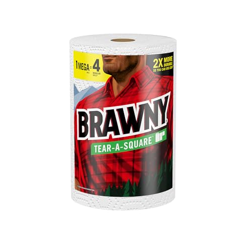 Image of BRAWNY TEAR-A-SQUARE PAPER TOWELS, 1 MEGA ROLL