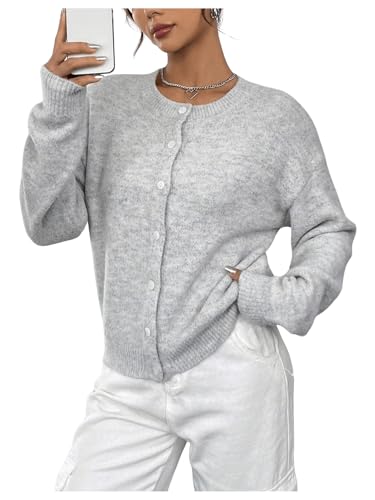 GORGLITTER Women's Button Up Knit Cardigan Open Front Casual Dressy Fall Trendy 2025 Cute Long Sleeve Sweater2