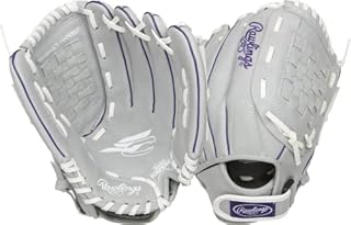 Rawlings Sure Catch Series Fastpitch Softball Glove, Purple/Grey/White, Right Hand Throw, 12 inch, SCSB12PU-6/0 12 BSK/NFC