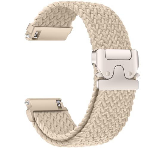 Image of RUIMAYA Braided Watch Strap, 20mm Quick Release Watch Bands Breathable Soft Nylon Strap with Adjustment Buckle for Most Smartwatches and Classic Wristwatches, Beige