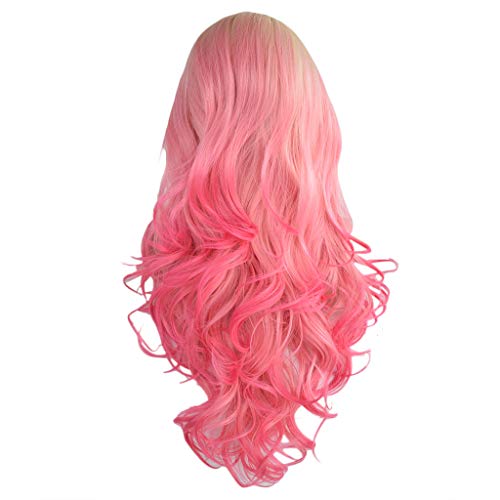 Wig,SUPPION Fashion Women Long Wavy Curly Gradient Wig Full Lace Wigs Women Cosplay Human Hair Lace Front - 24 inches - Cosplay/Party/Costume/Carnival/Masquerade (A)