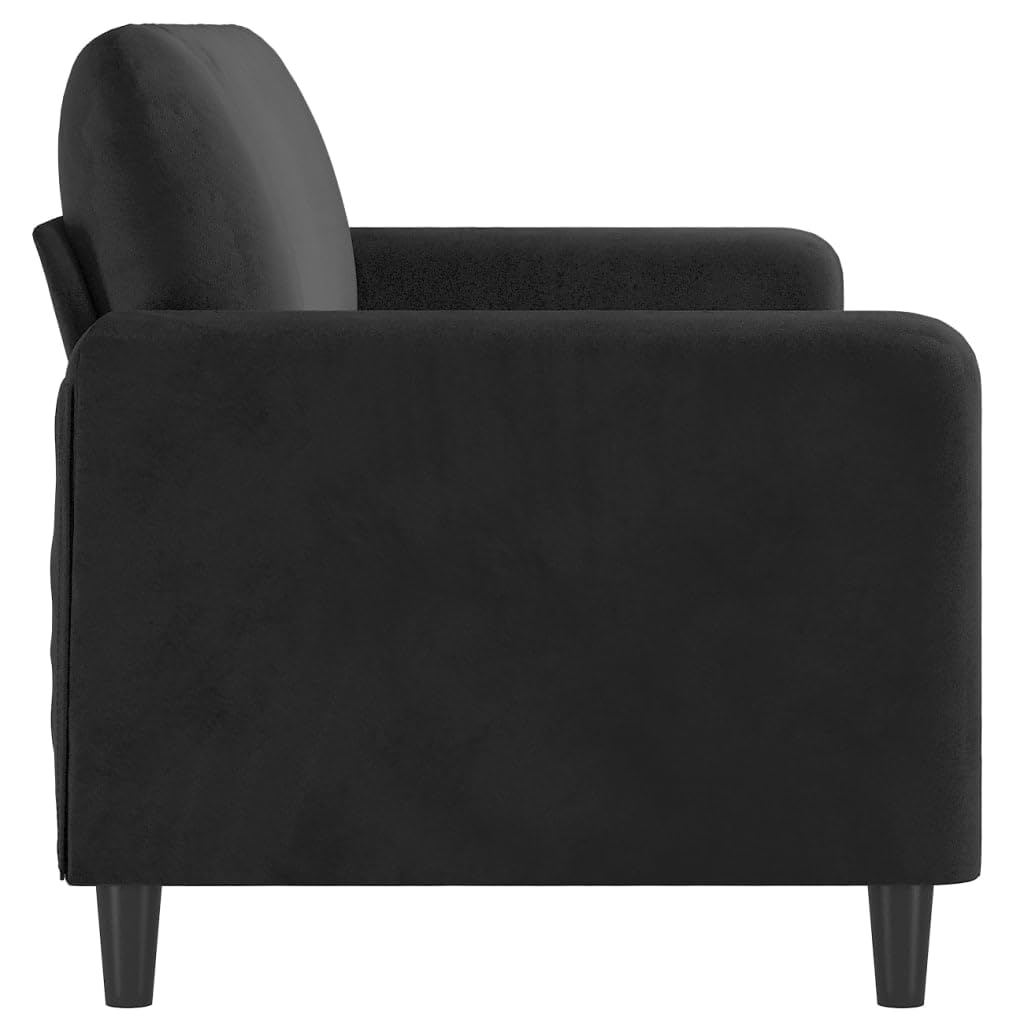 Sofa 3-osobowa, czarna, aksamitna, szerokość siedziska 180 cm, metalowy stelaż, meble tapicerowane, meble do salonu, kanapa z wygodnymi poduszkami piankowymi, nowoczesne wzornictwo do relaksu