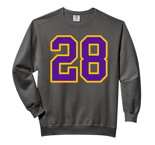 Purple and Gold Number 28 Jersey Player Uniform #28 Fan Comfort Colors Adult Sweatshirt