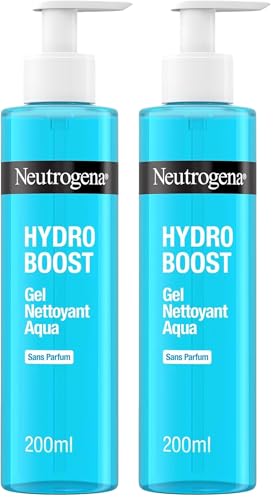 Neutrogena – Aqua-Gel Nettoyant Hydro Boost Sans Parfum (200 ml) – Soin visage hydratant à l’acide hyaluronique et glycérine – Nettoyant visage doux pour la peau et sans parfum (Lot de 2)