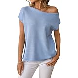 YROHGKPN Suéter de punto de moda para mujer, ligero y transpirable, material de punto acrílico adecuado para el ocio diario y la oficina looks de oficina moda, azul, S