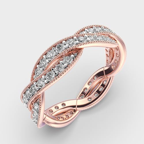Bague moissanite argent 925 anti-ternissement design entrelacé or rose