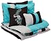 Chezmoi Collection Napa 7-piece Luxury Leaves Scroll Embroidery Bedding Comforter Set (Full, Teal/Gray/Black)