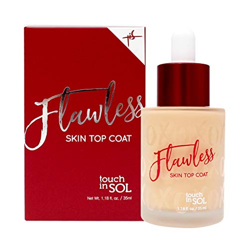 TOUCH IN SOL Flawless Skin Top Coat 1.18 fl.oz. (35ml) - One Step Makeup (Nourishing Ampoule + High Adhesive Makeup Base + Fresh Silky Powder), Moisturizing High Coverage Foundation (#1 Light)