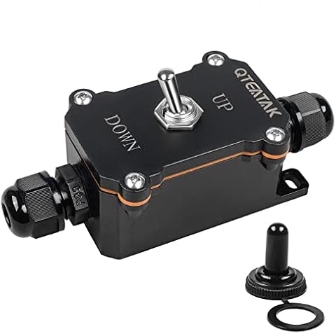 QTEATAK Inline Cord Switch 15A 250VAC/20A 125VAC, UP/Down (ON)-Off-(ON) 3-Position 6-Screw Pin Waterproof Double Reset Switch, Two-Side Entry & Exit Line Outdoor Electrical Start Stop Toggle Switch Cover