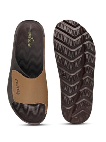 Image of URJO PURE Men's Sliders /Slippers Lightweight Super Flexible Arch Support Durable Anti Skid & Stylish Dailywear Sliders /Slippers for Men (URJO by Welcome)