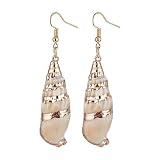 HBDLKF Golden Sea Shell Conch Géométrique Pendentif Boucles d'oreilles Mode Été Plage Grand Boucles d'oreilles Femelle