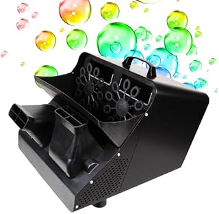 2025 Automatic Bubble Machine - Double Wheel, 20,000+ BPM, Remote Control, Adjustable 30°-90° Angle, 6m Height - Ideal for Indoor/Outdoor Events, Birthday Parties, Pink Plug