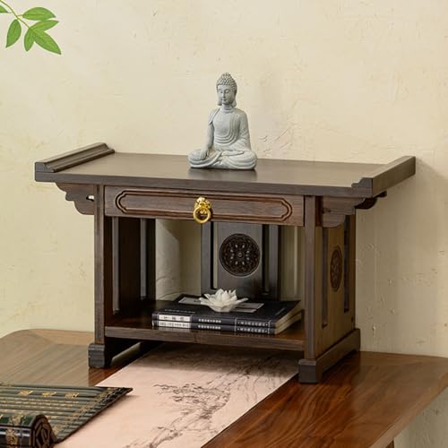 Mesa de altar pequeña de bambú de doble capa para falta de espacio en el hogar 2