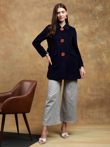 Image of KOTTY Womens Cotton Blend Standard Length Elegant Style Coat - Classic Style with Modern Detailing